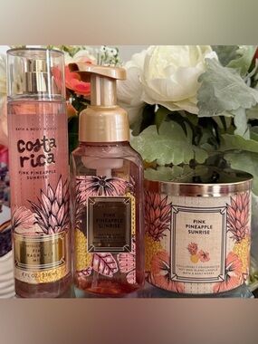 🆕🪷 BATH & BODY WORKS “PINK PINEAPPLE SUNRISE” 3-PIECE COLLECTION. BRAND NEW!
